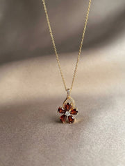 Ruby Clover Bloom Pendant Necklace