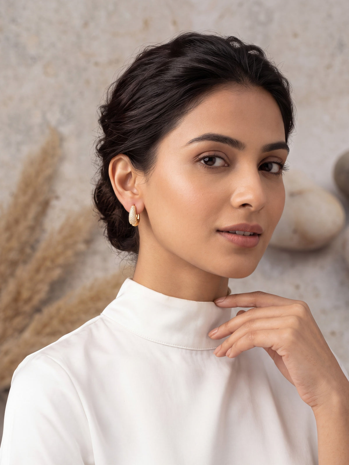 Clover Bali Crystal Hoop Earrings