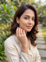 Leaf Glow Multicolor Crystal Ring