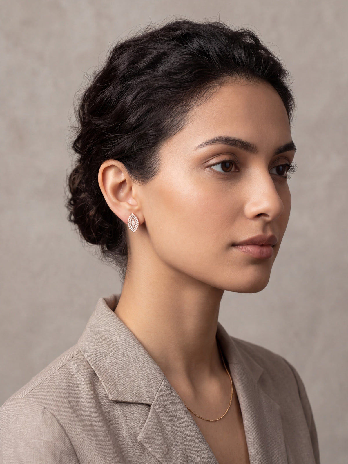 Glint Leaf Crystal Stud Earrings