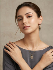 White Aura Circular Leaf Necklace Set