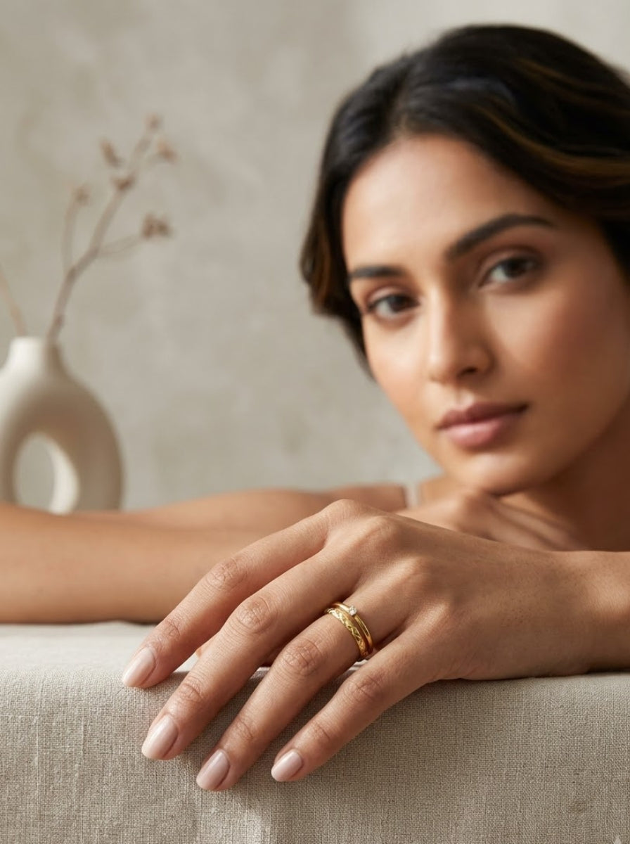 Twin Edge Two-Piece Stackable Ring Set