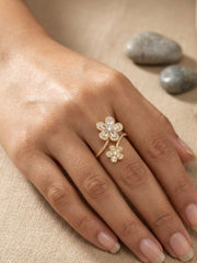 Floral Elegance Dual Flower Ring