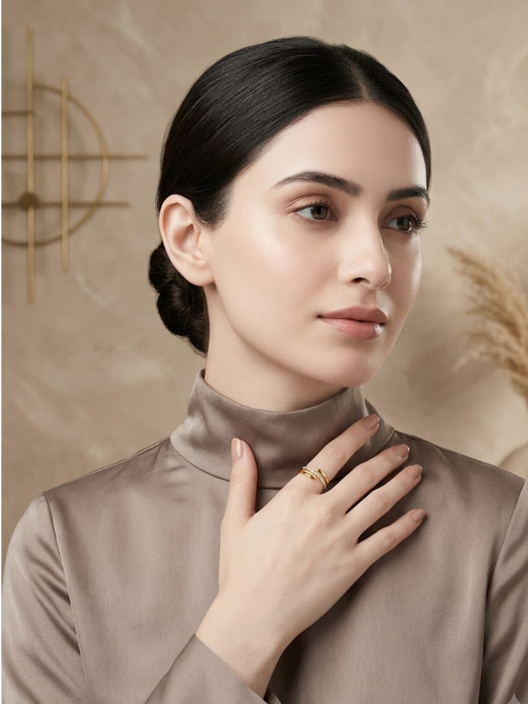 Silk Line Pavé Bypass Ring