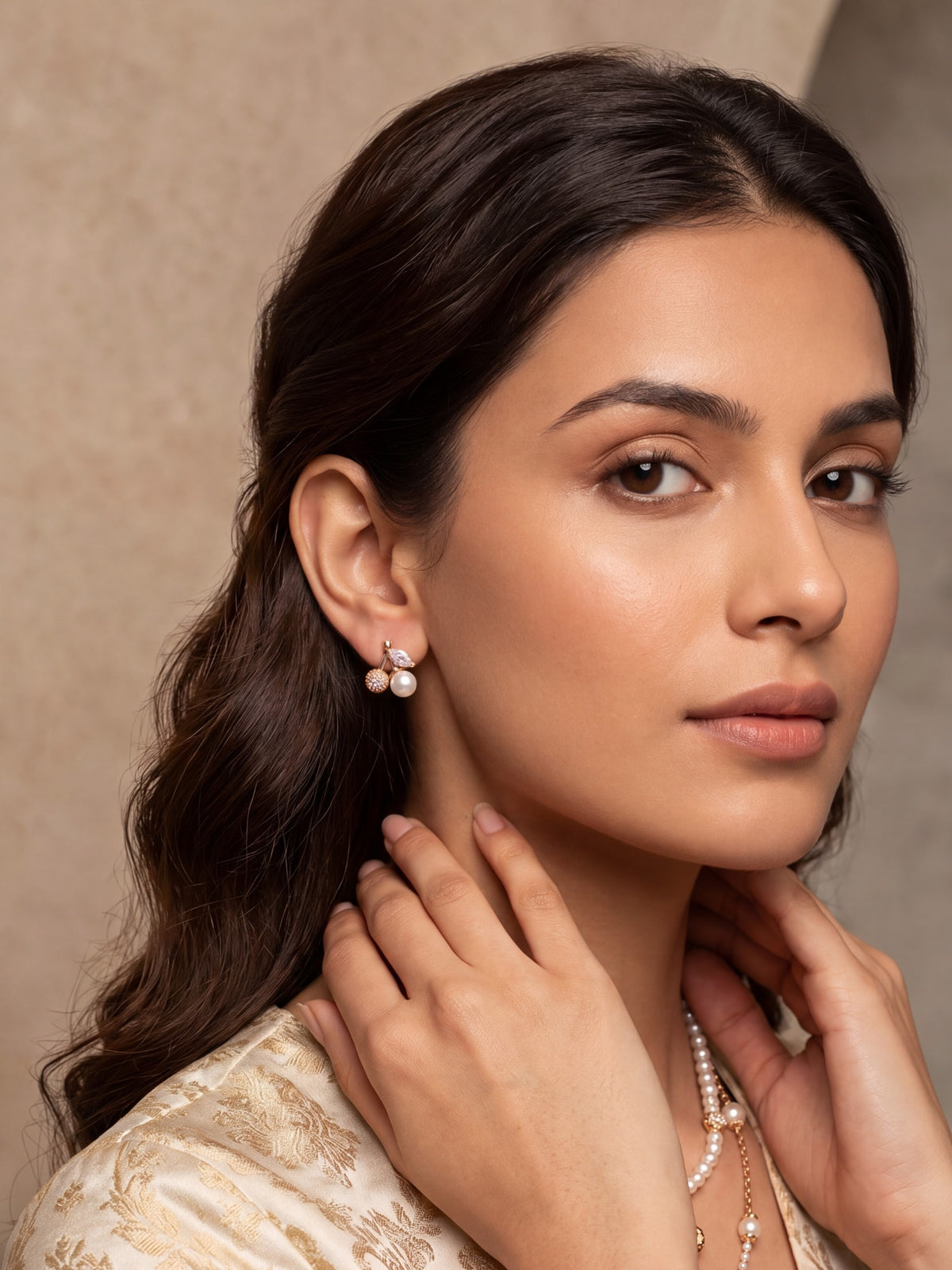 Pearl Cherry Bali Floral Earrings
