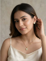 Cupid Pearl Round Pendant Necklace Set