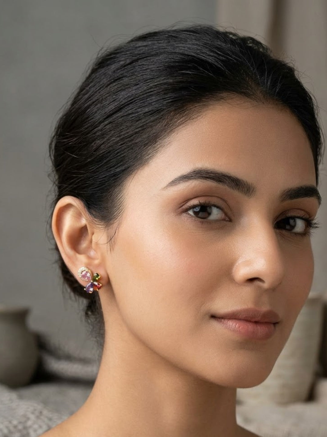 Rainbow Butterfly Crystal Stud Earrings