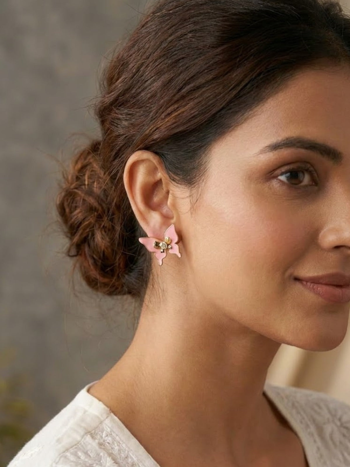 Pink Wings Butterfly Stud Earrings