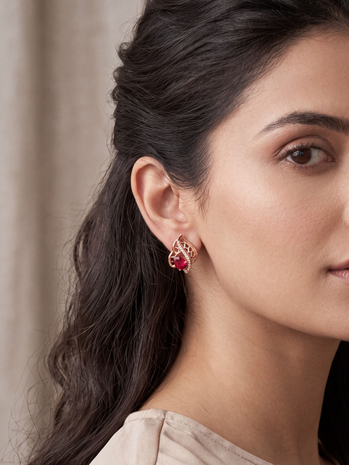 Whisper Bali Pink Teardrop Stud Earrings
