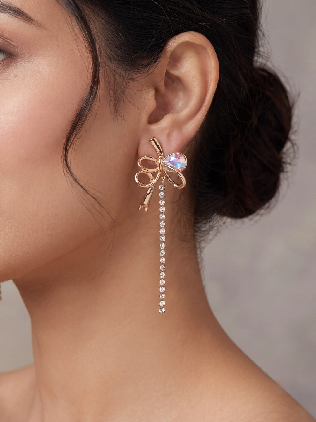 Fairy Ribbon Crystal Drop Earrings