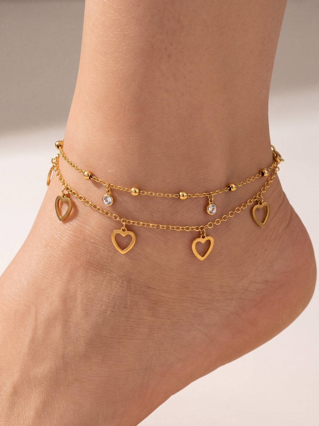 Lovely Spark Heart Charm Anklet