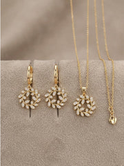 White Aura Circular Leaf Necklace Set