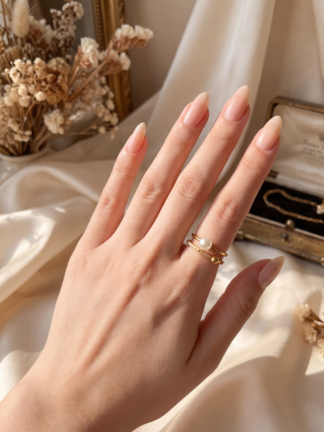 White Pearl Halo Ring