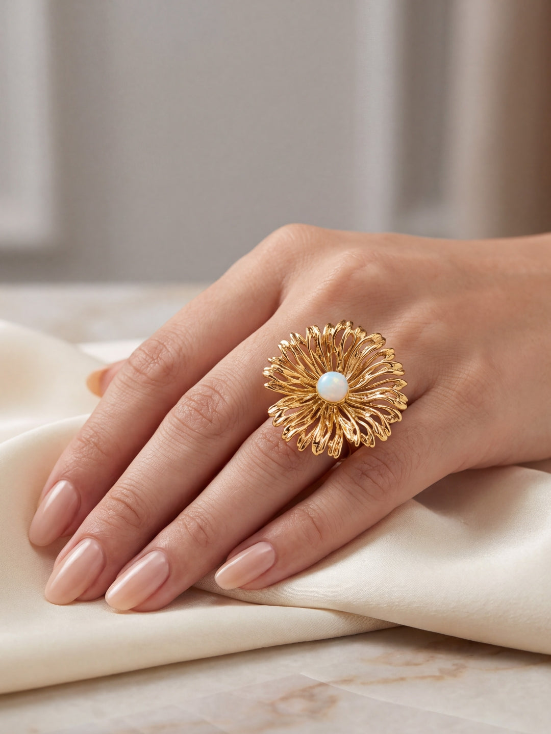 Rich Heavy Pearl Floral Ring