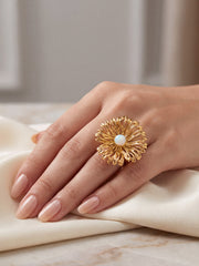 Rich Heavy Pearl Floral Ring