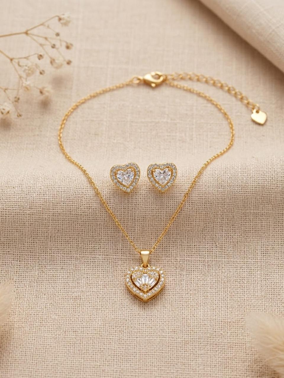 Heart Treasure Double Heart Necklace Set