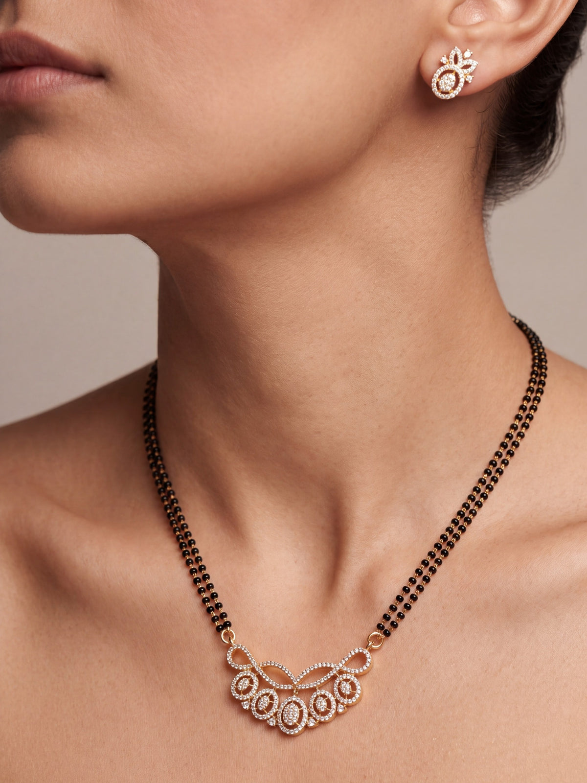 Rasika Curved Floral Mangalsutra Set