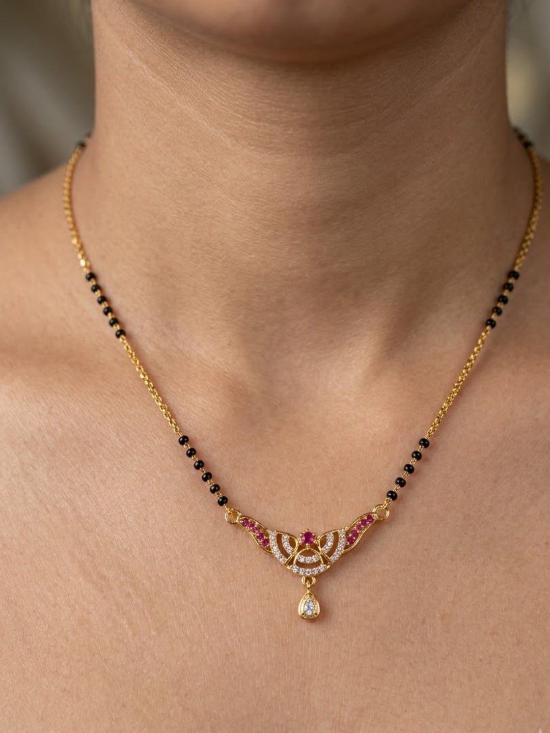 Vivah Ruby Accent Teardrop Mangalsutra
