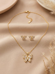 Flutter Bloom Butterfly Necklace Set