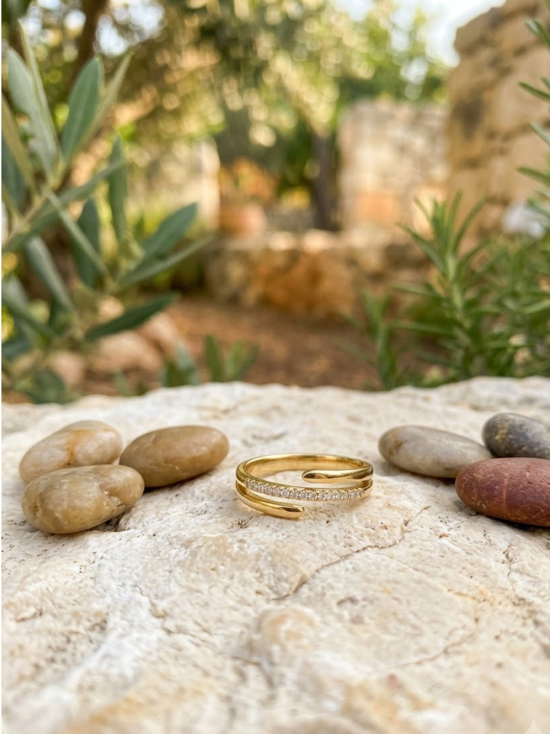 Silk Line Pavé Bypass Ring