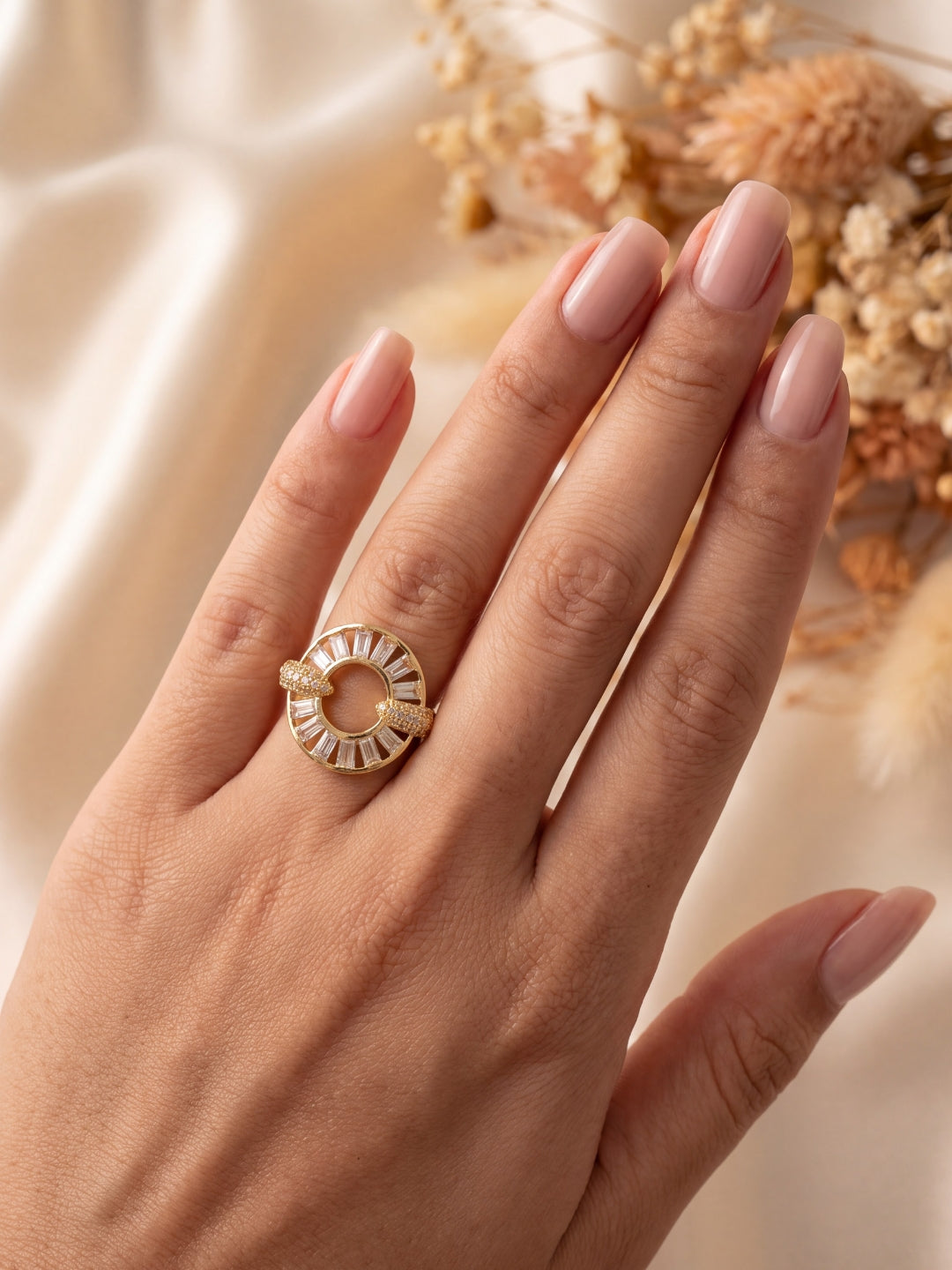 Orbit Circular Halo Crystal Ring