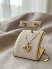 Pookie Pearl Double Heart Necklace Set