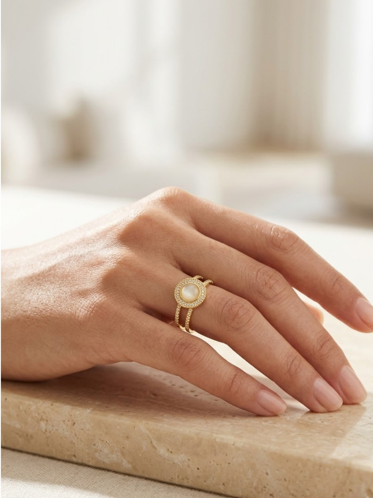 Royal Crown Pearl Halo Ring