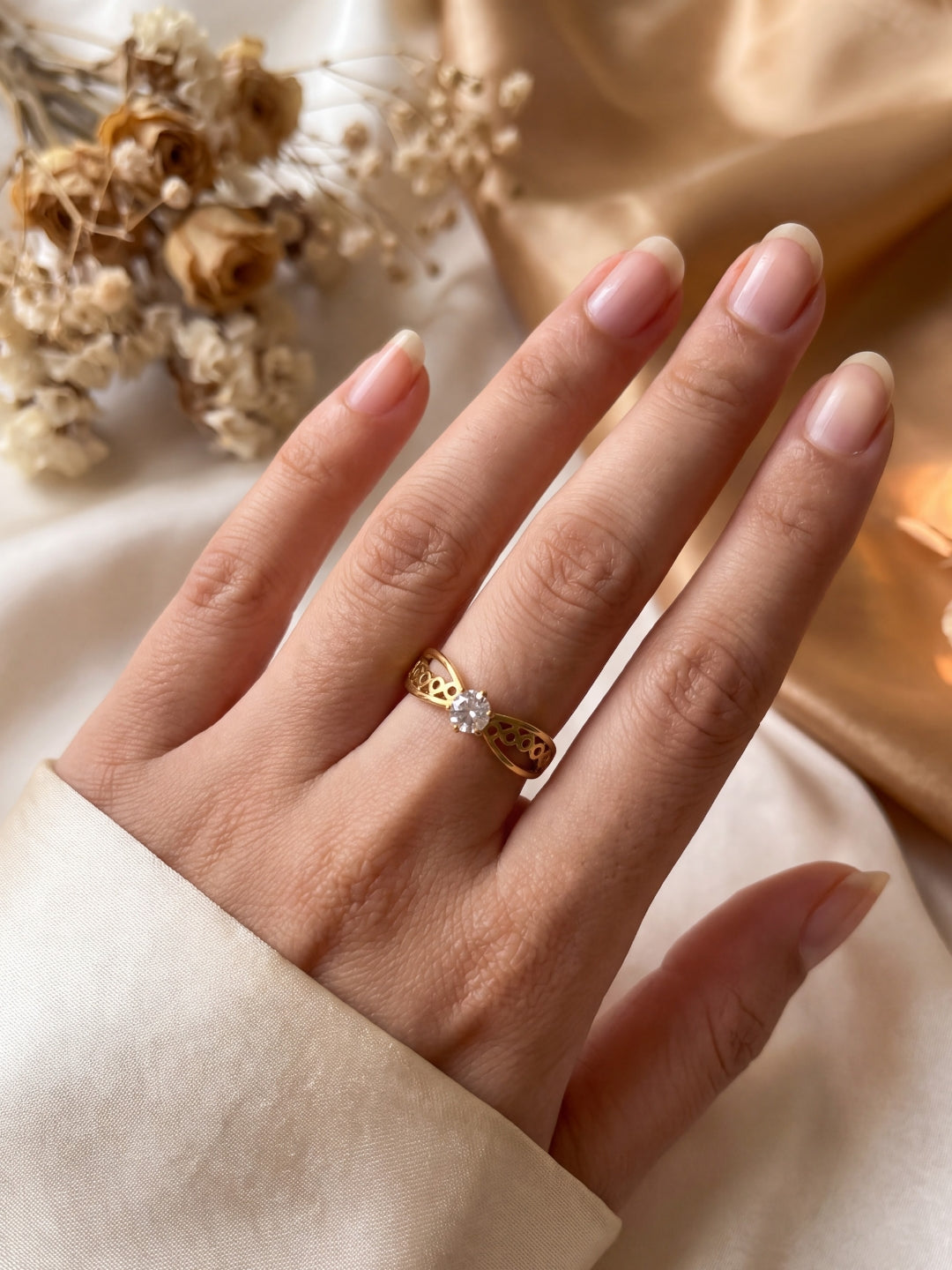 Diamond Crystal Solitaire Ring