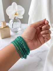 Sea Green Crystal Multi-Strand Magnetic Necklace