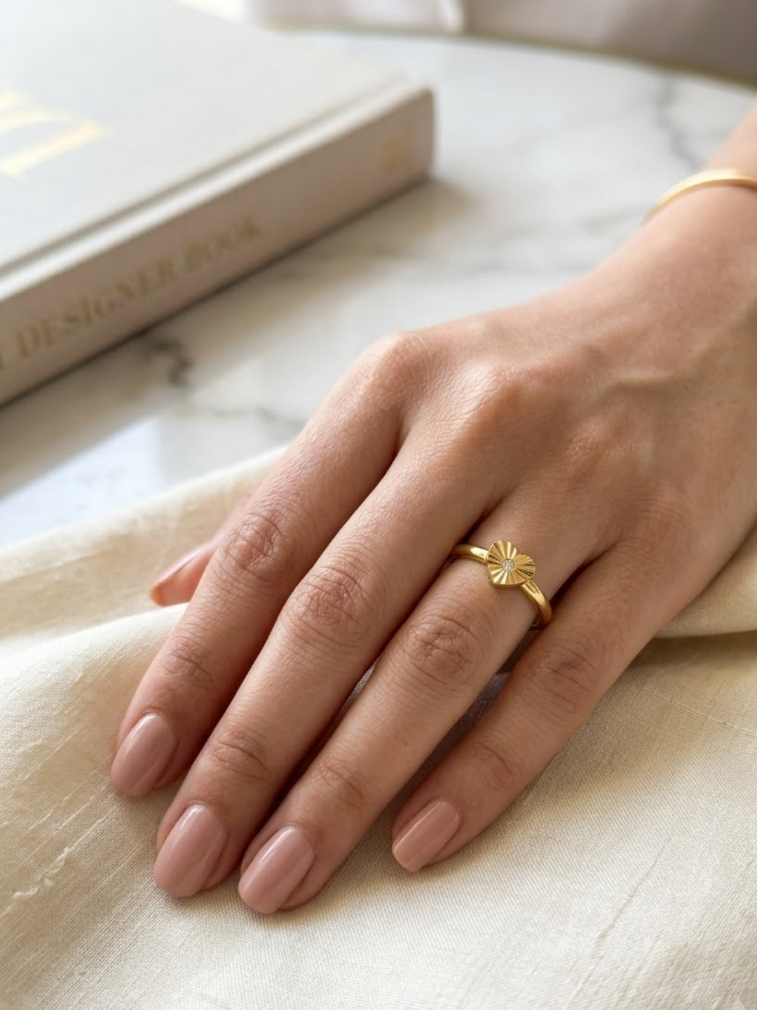 Heart Bliss Floral Crystal Ring