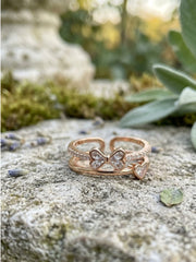 Diamond Bow Double Band Ring