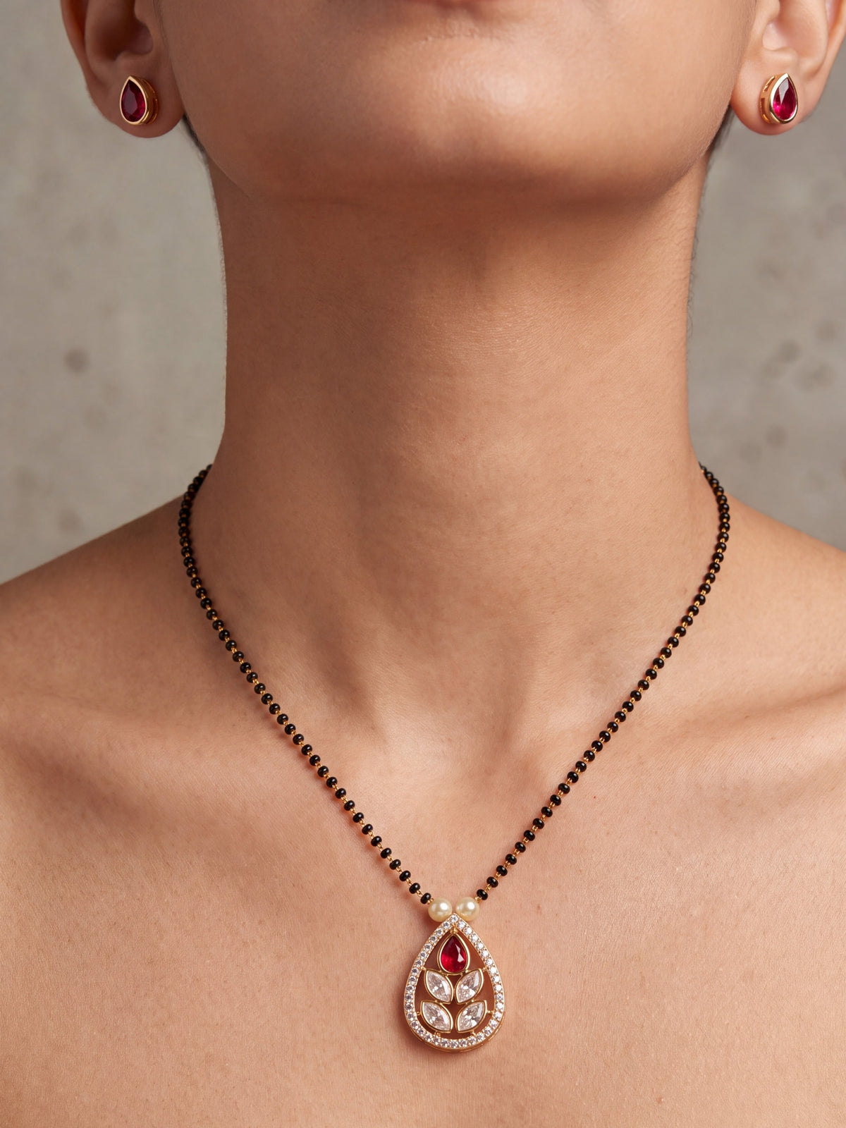Kanak Pink Ruby Teardrop Mangalsutra