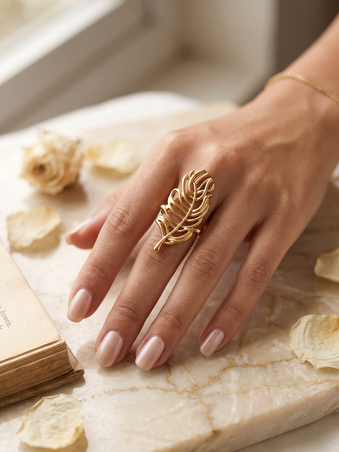 Rich Botanical Leaf Statement Ring