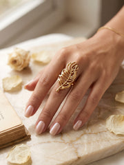 Rich Botanical Leaf Statement Ring