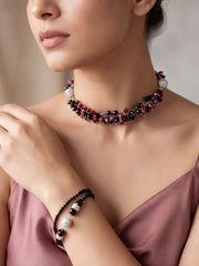 Red & Black Multi-Style Beaded Necklace Set