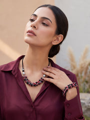 Red & Black Multi-Style Beaded Necklace Set