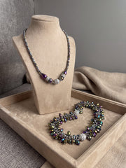 Purple & Blue Multi-Style Beaded Necklace Set