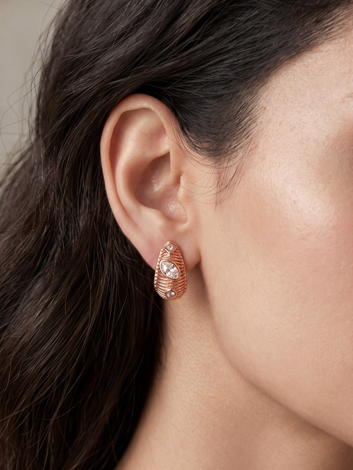 Elysia Bali Oval Crystal Stud Earrings