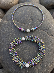 Purple & Blue Multi-Style Beaded Necklace Set