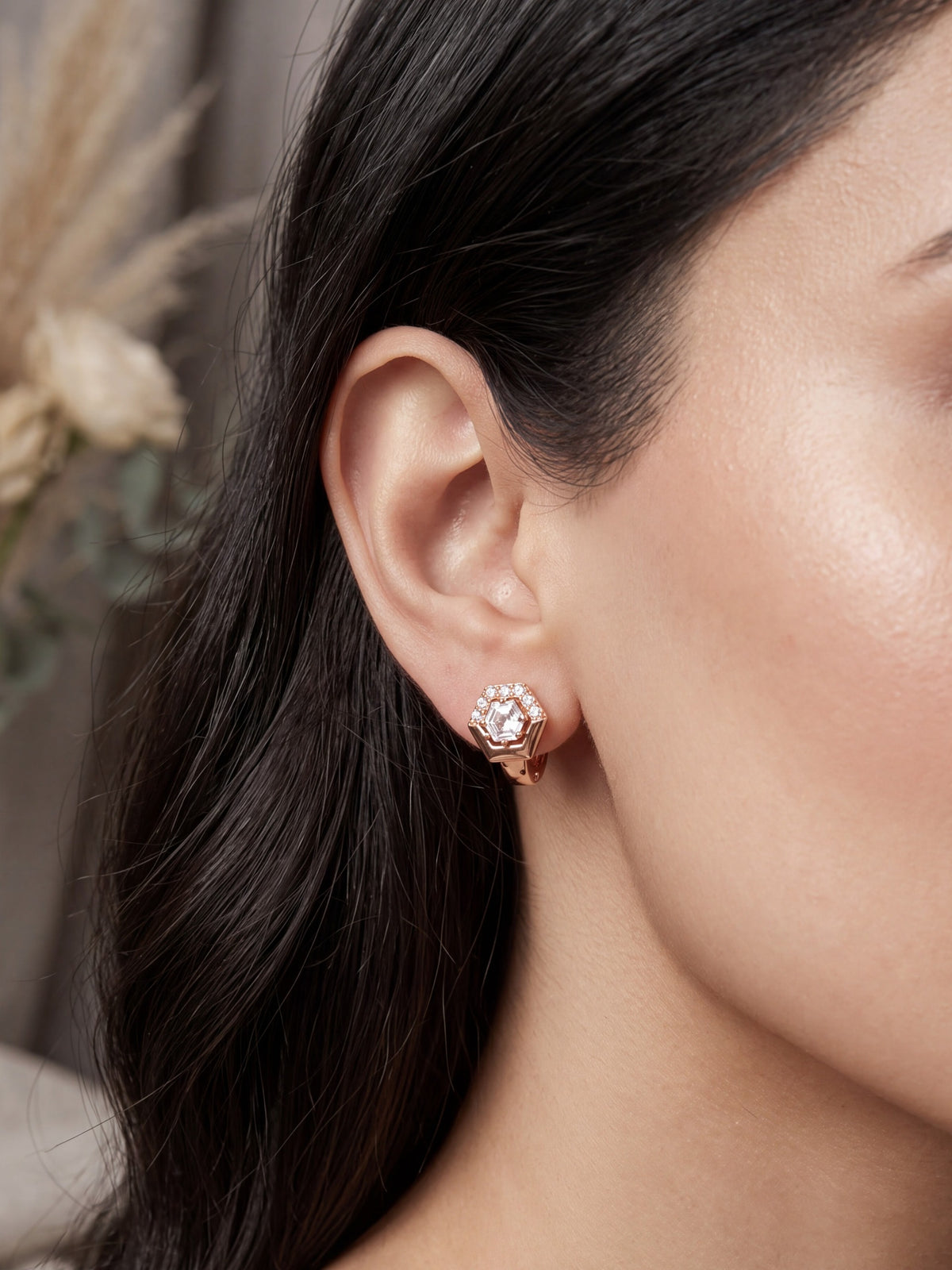 Elegant Bali Hexagon Hoop Earrings