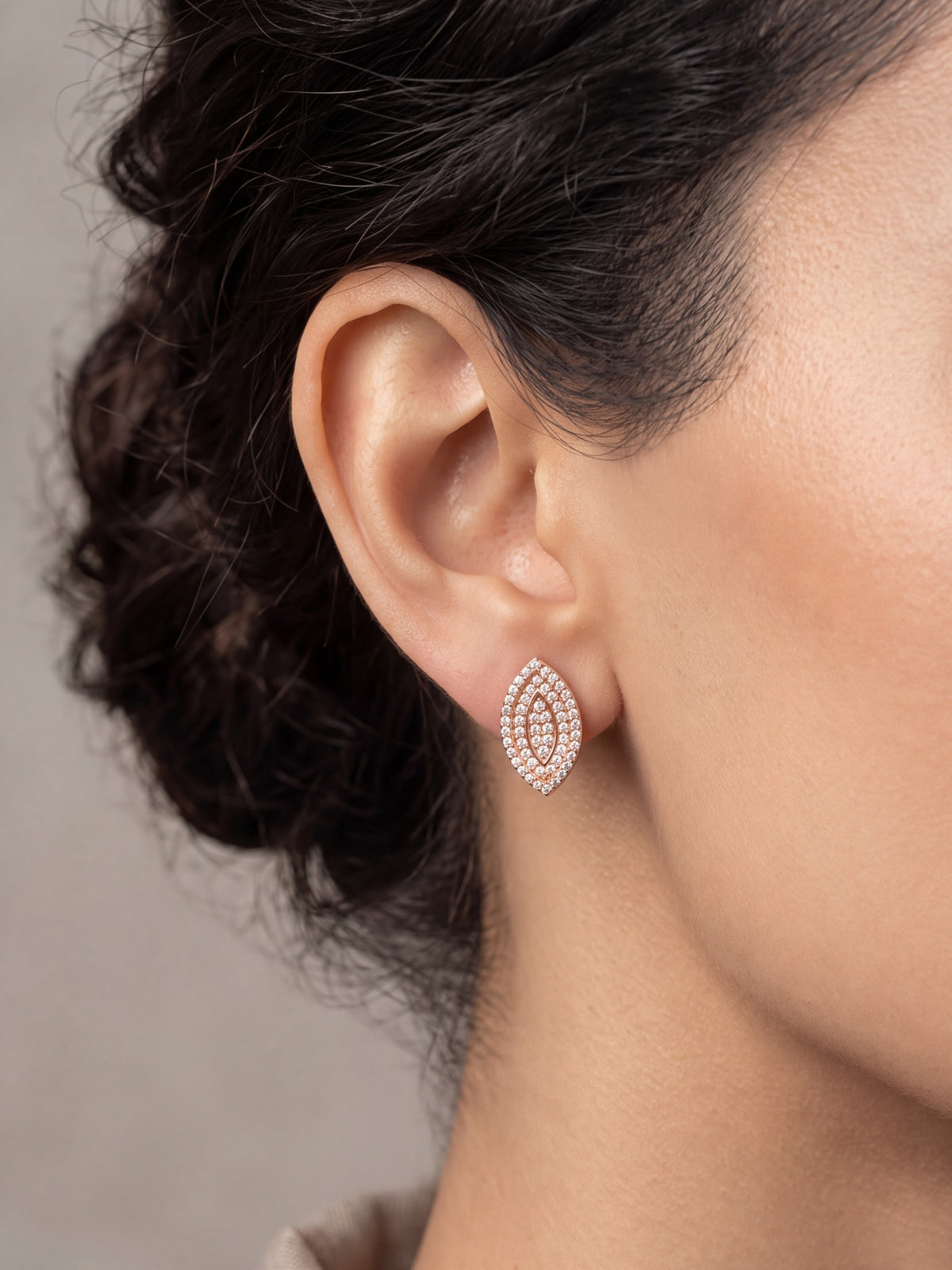 Glint Leaf Crystal Stud Earrings