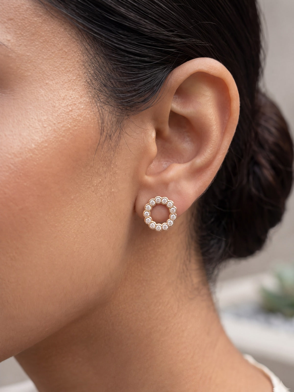Crystal Circle Pavé Stud Earrings