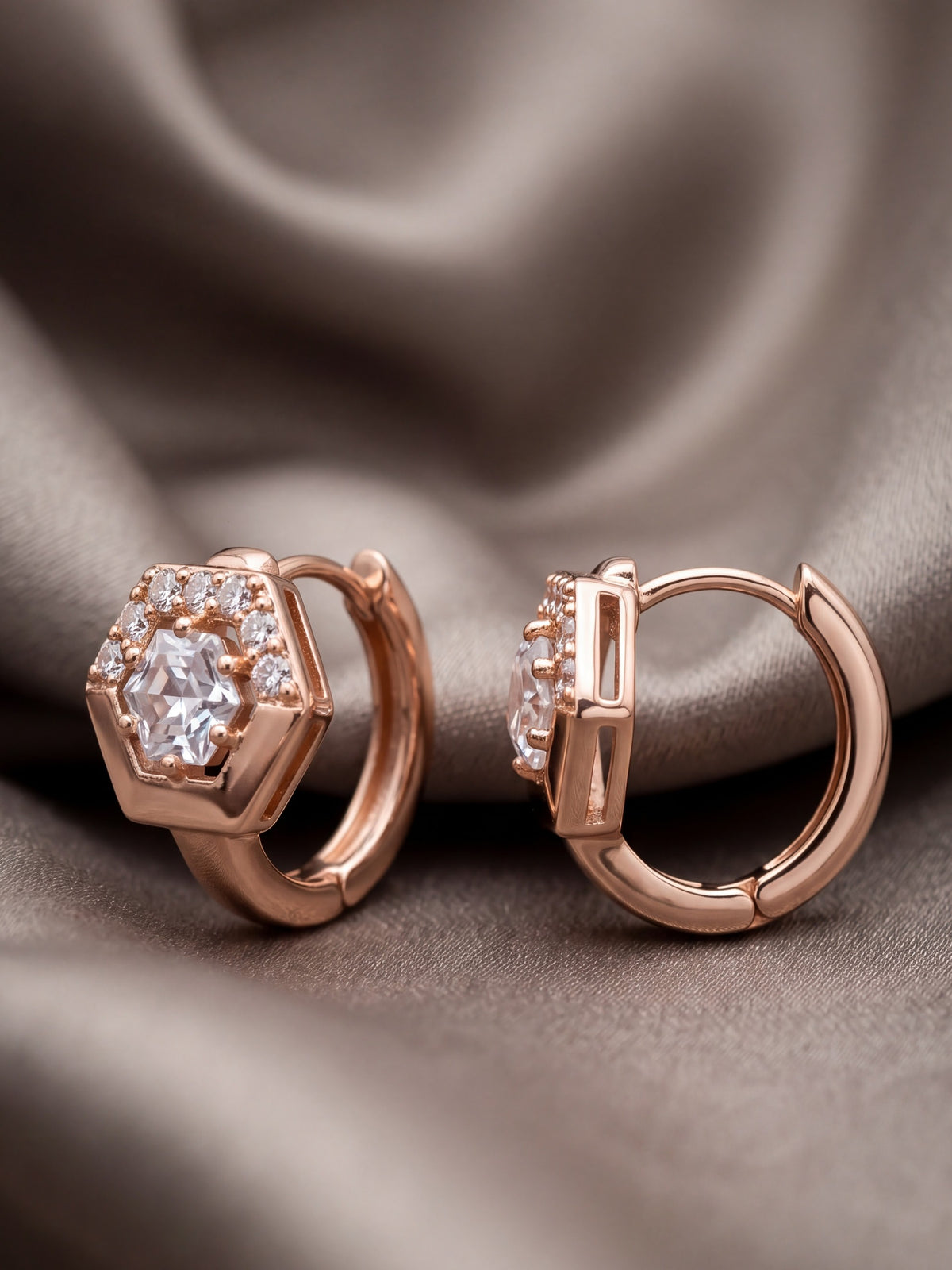 Elegant Bali Hexagon Hoop Earrings