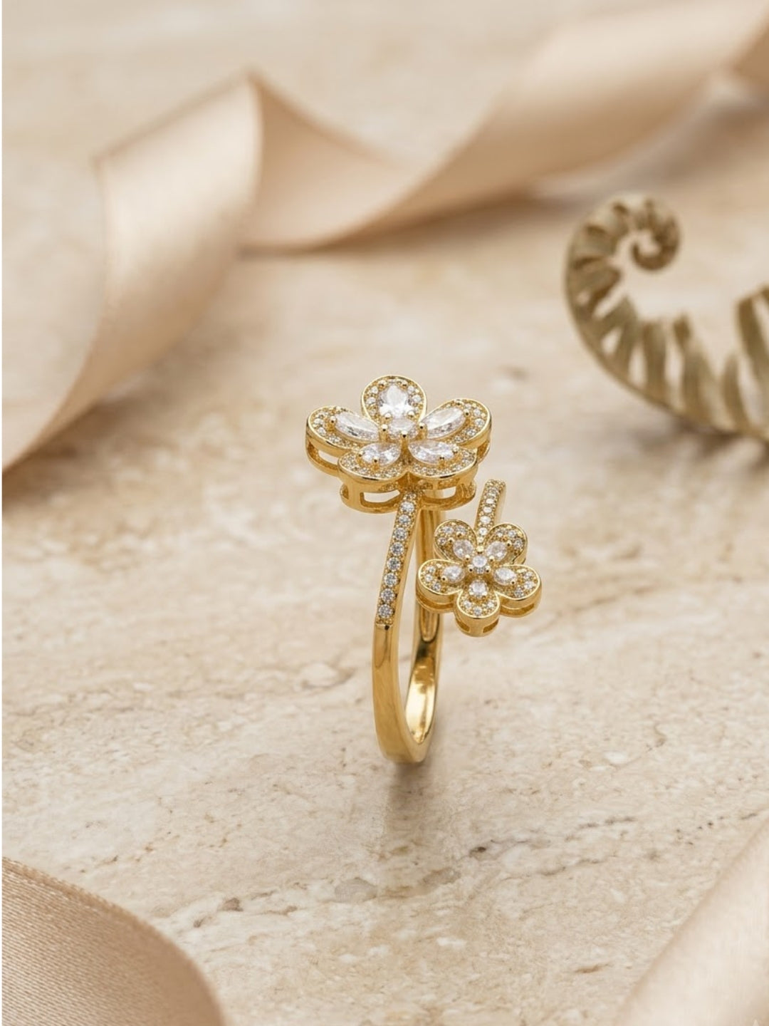 Floral Elegance Dual Flower Ring
