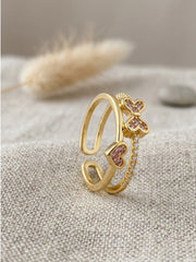Diamond Bow Double Band Ring