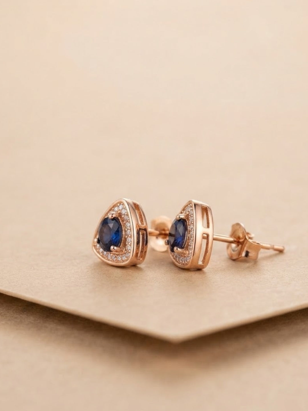Sapphire Textured Geometric Stud Earrings