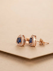 Sapphire Textured Geometric Stud Earrings
