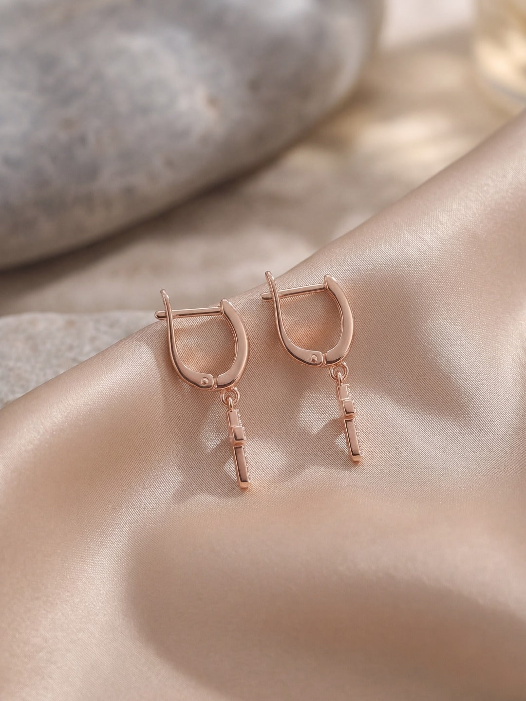 Cross Charms Gold Drop Earrings