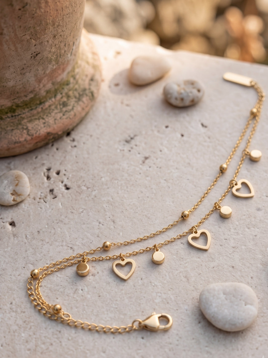 Lovely Spark Heart Charm Anklet