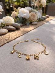 Mystic Glow Gold Charm Anklet
